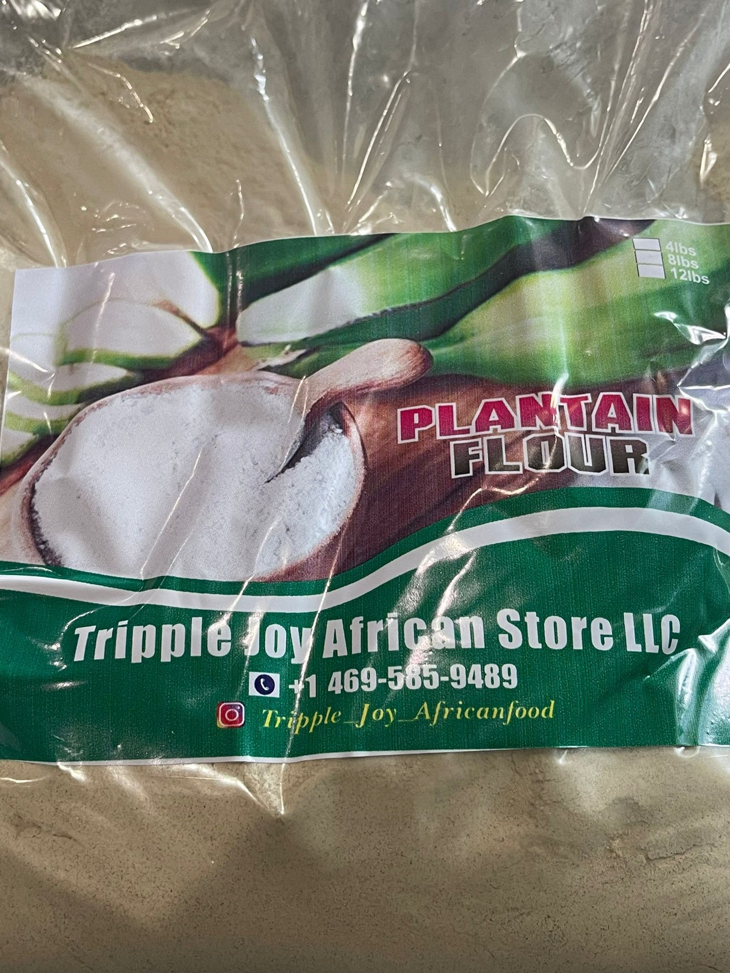 Undiluted organic plantain flour