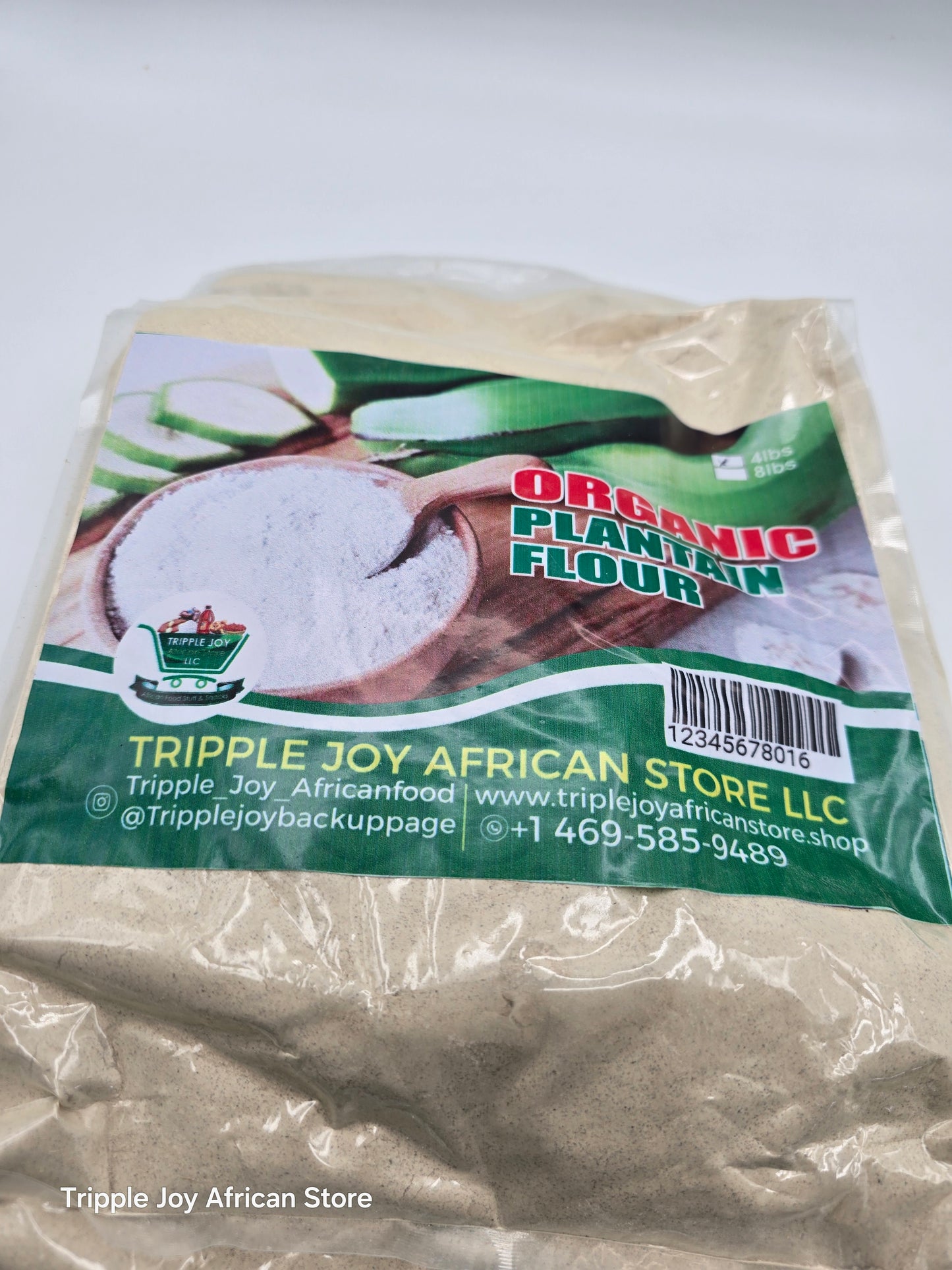 Undiluted organic plantain flour