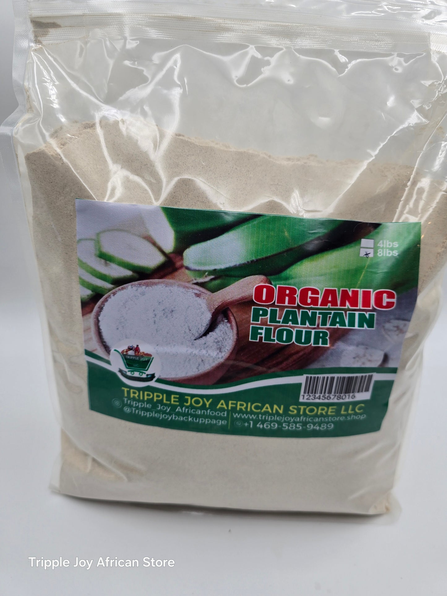 Undiluted organic plantain flour