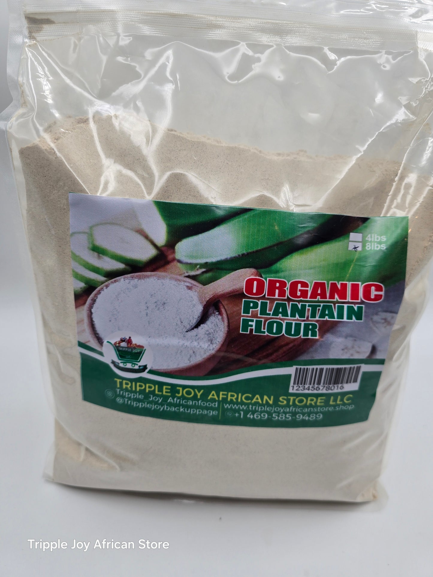 Undiluted organic plantain flour